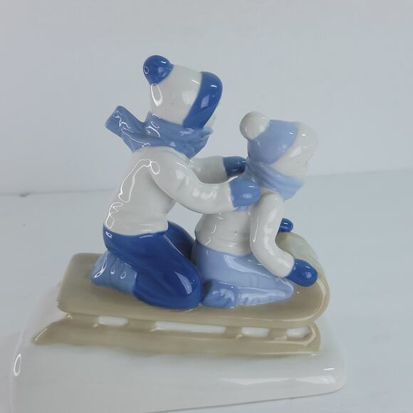 Paul Sebastian Porcelana De Cuernavaca Porcelain Children on Sled Figurine VTG - Picture 2 of 11